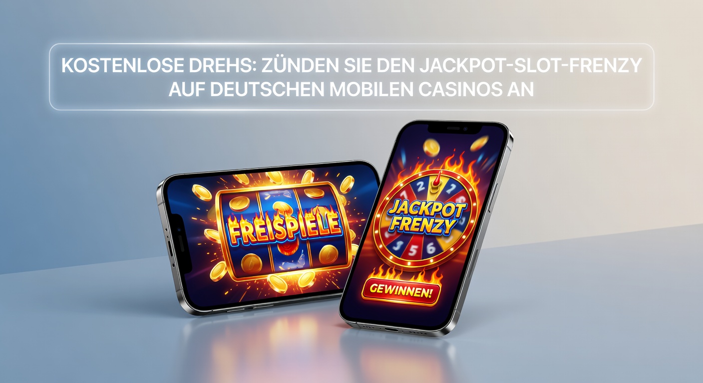 Smartphone mit laufendem Jackpot-Slot und Free-Spins-Bonus in einem deutschen Casino-App, umgeben von Gewinn-Animationen und Münzen