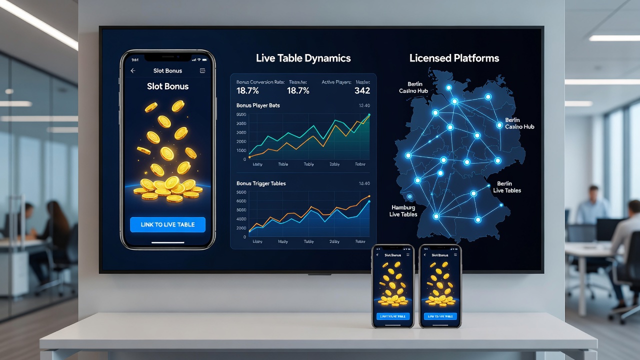 Detailansicht einer mobilen App mit synchronisierten Bonus- und Live-Tisch-Elementen